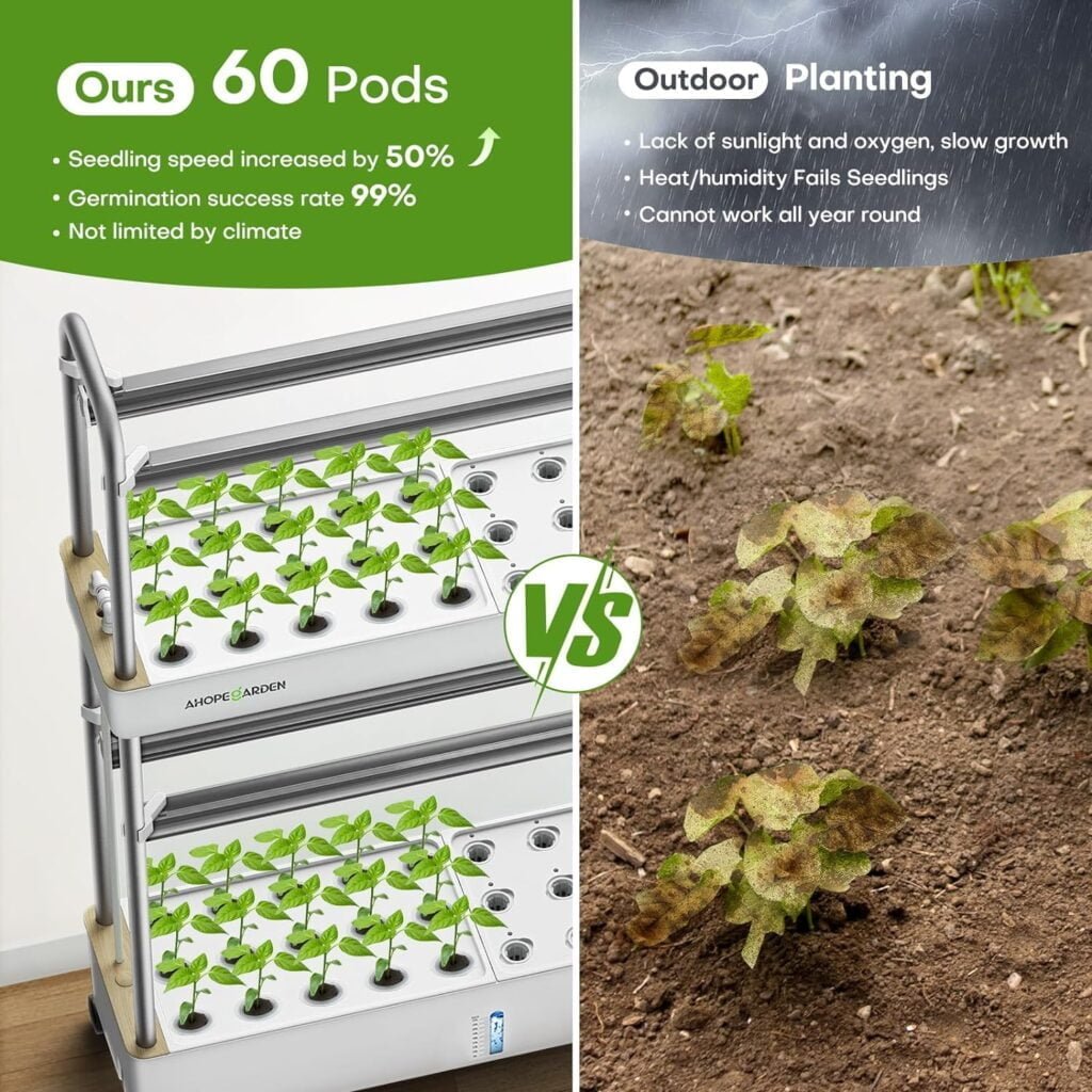 Indoor Garden Hydroponics Growing System, 60 Pods Vertical Herb Garden with LED Grow Light - Plant Germination Kit Aeroponic Veggie Flower Fruit Growth with Smart Socket Pump System for Home Indoor Garden Hydroponics Growing System, 60 Pods Vertical Herb Garden with LED Grow Light - Plant Germination Kit Aeroponic Veggie Flower Fruit Growth with Smart Socket Pump System for Home