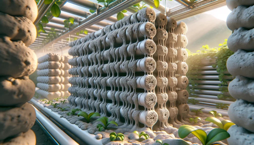 Futuristic indoor vertical farm with sunlight.