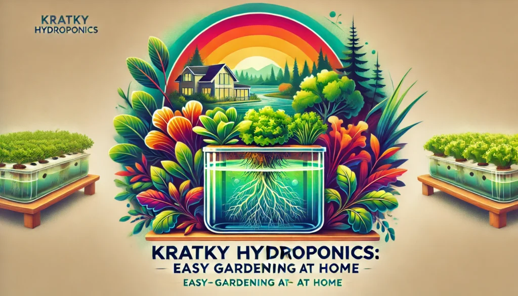 Colorful Kratky hydroponics systems with vibrant plants illustration