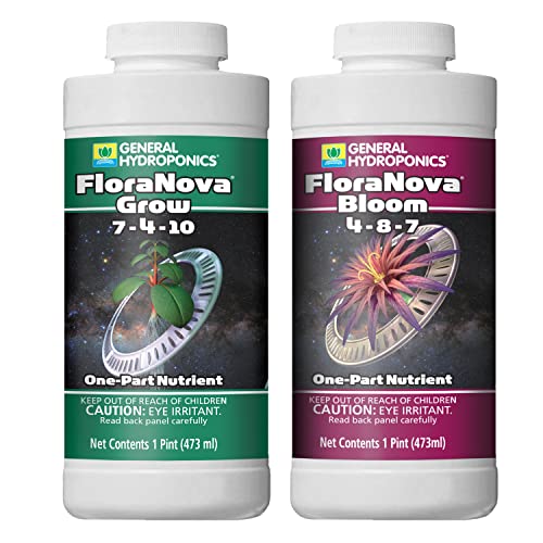 General Hydroponics FloraNova Family: Grow and Bloom - Liquid Base Fertilizers, 1 pt. Bottles